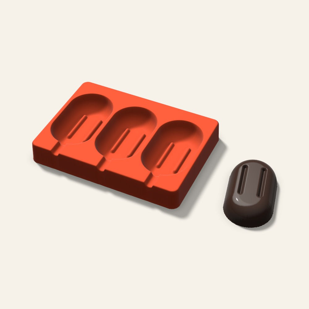 Popsicle Mold, 3.5 Inch, 3 Cavity, 3D render