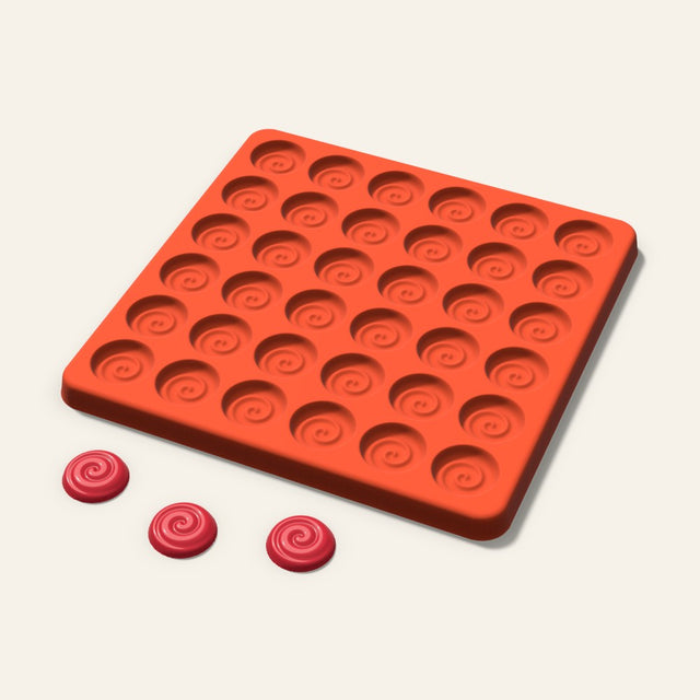 Swirl Candy Mold, 0.75 Inch, 36 Cavity, 3D render