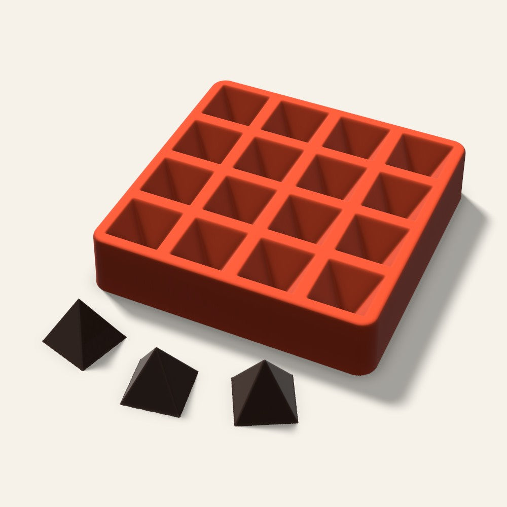 Pyramid Chocolate Mold, 1.5 Inch, 16 Cavity, 3D render