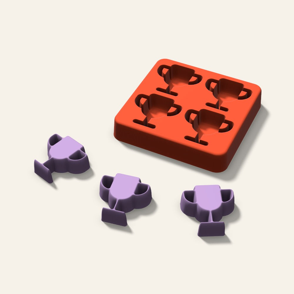 Trophy Wax Melt Mold, 1.5 Inch, 4 Cavity, 3D render