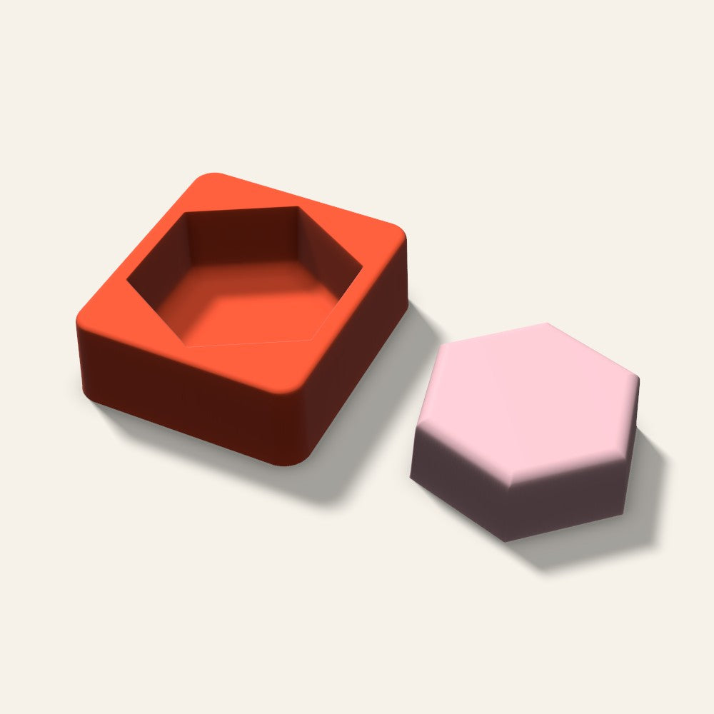 Hexagon Soap Mold, 3 Inch, 3D render