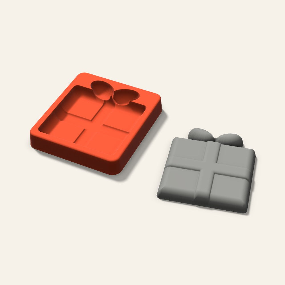 Gift Box Plaster Ornament Mold, 3.5 Inch, 3D render