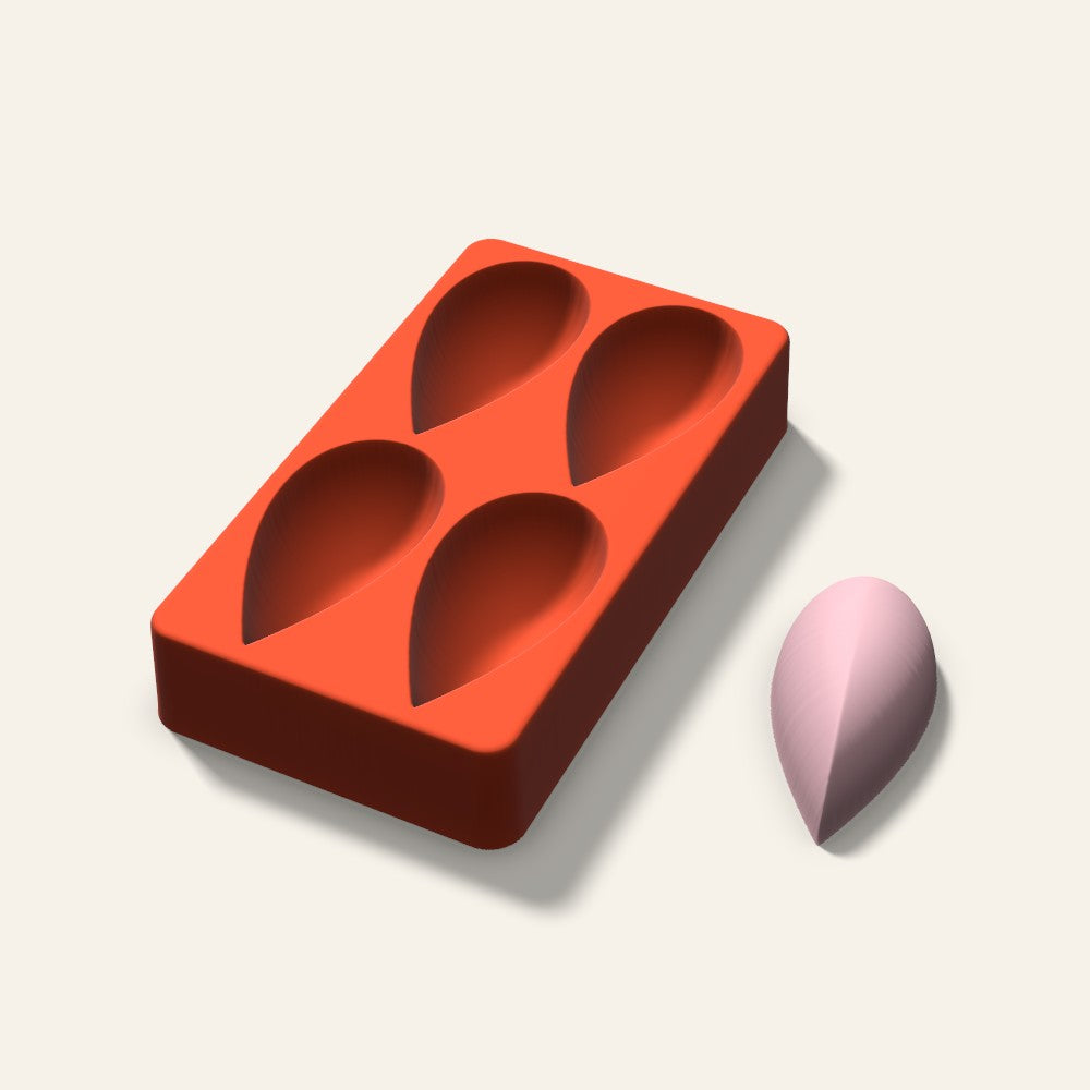Teardrop Soap Mold, 3 Inch, 4 Cavity, 3D render