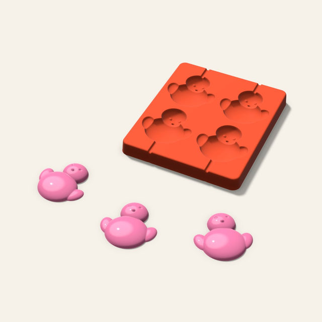 Chick Lollipop Mold, 2.5 Inch, 4 Cavity, 3D render