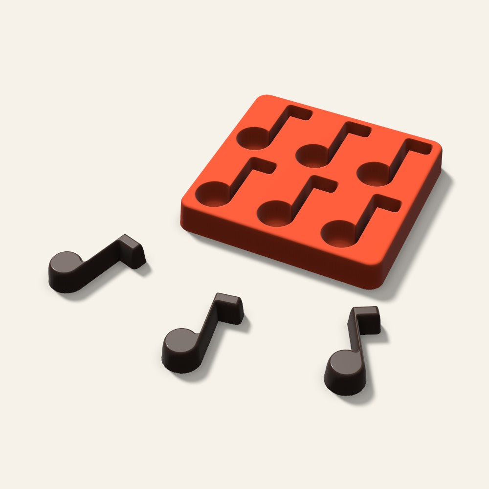 Music Note Chocolate Mold, 2 Inch, 6 Cavity, 3D render