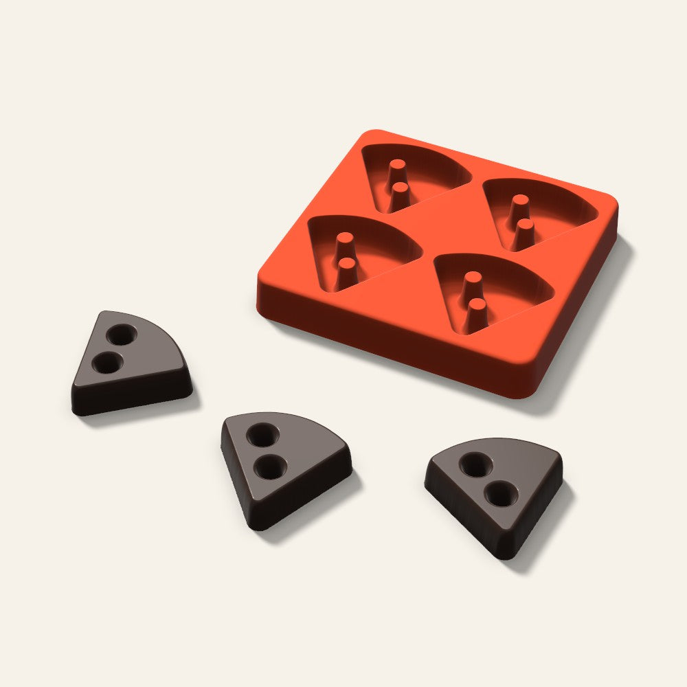 Pizza Slice Chocolate Mold, 2 Inch, 4 Cavity, 3D render