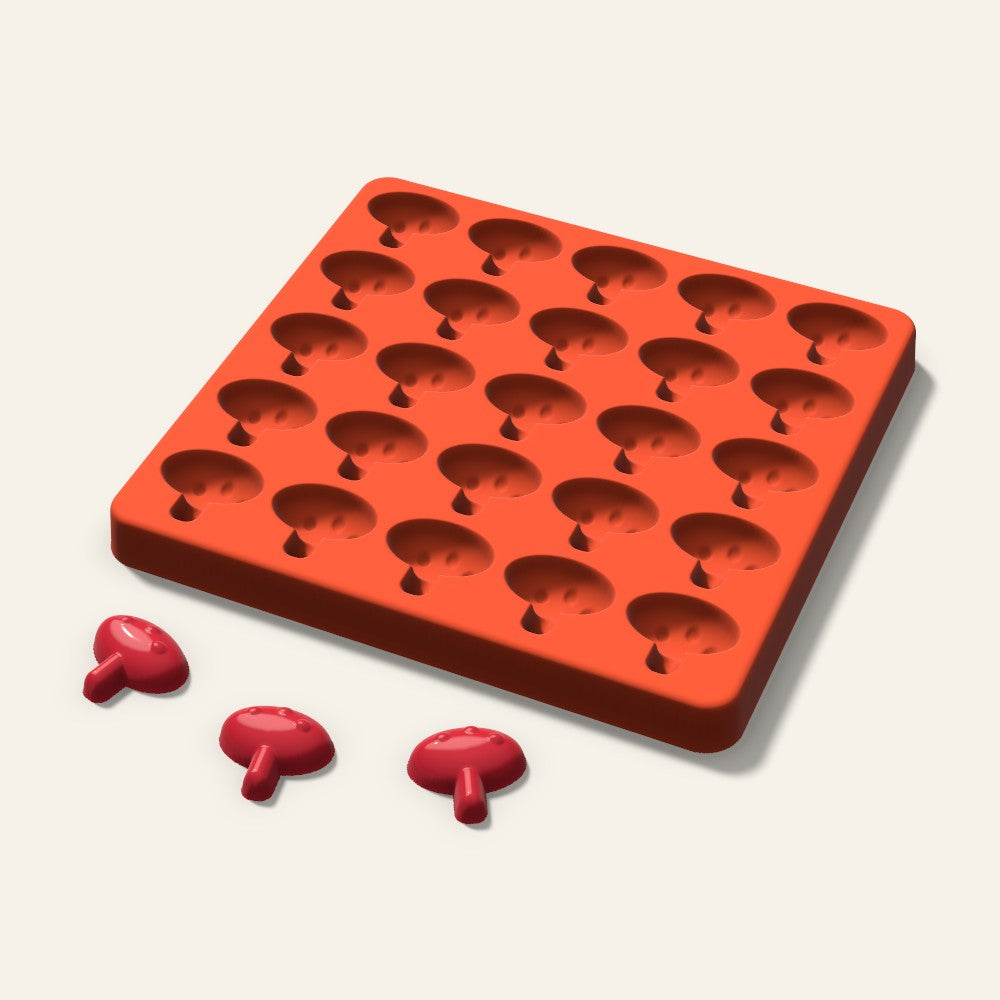 Mushroom Candy Mold, 1 Inch, 25 Cavity, 3D render