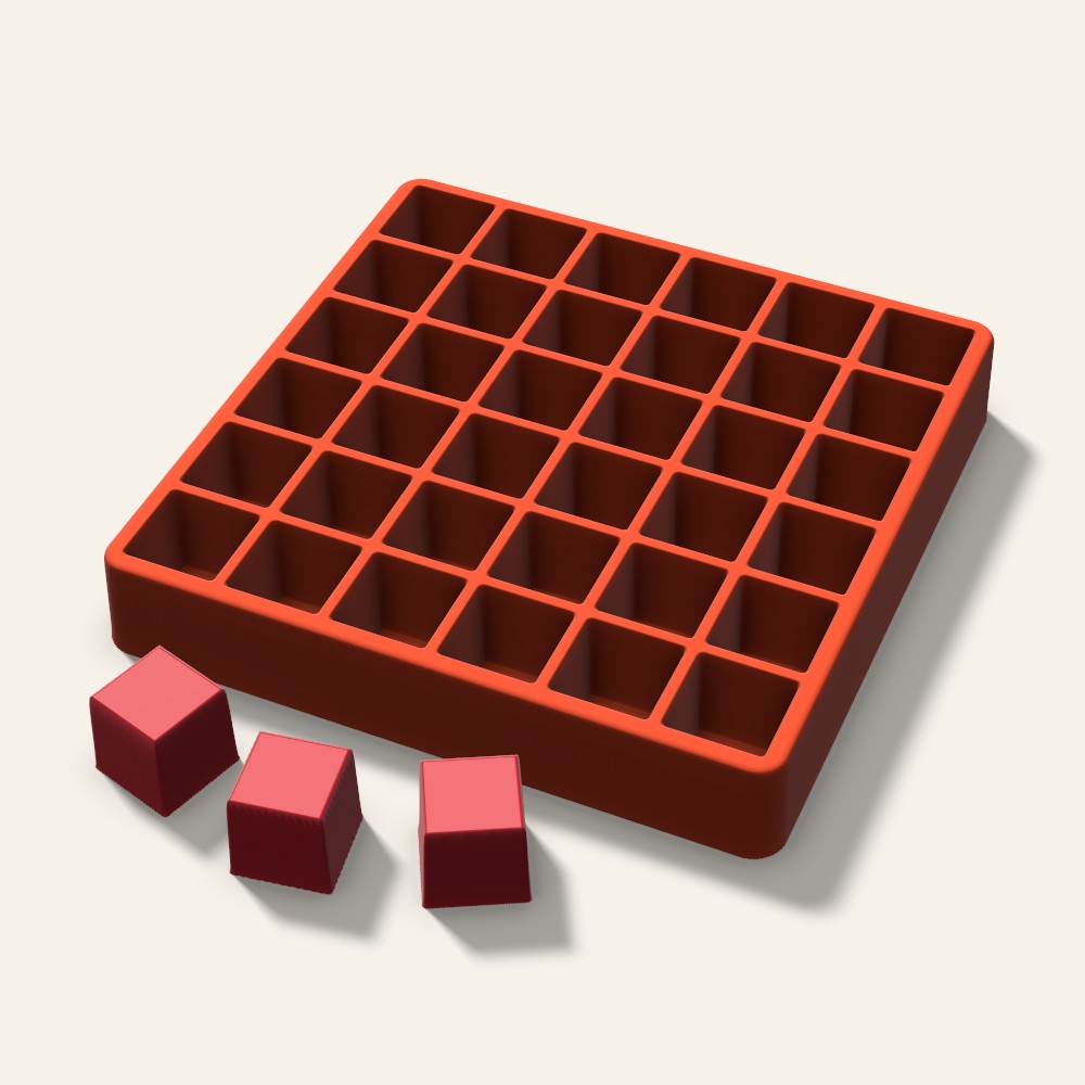Sharp Cube Candy Mold, 1 Inch, 36 Cavity, 3D render