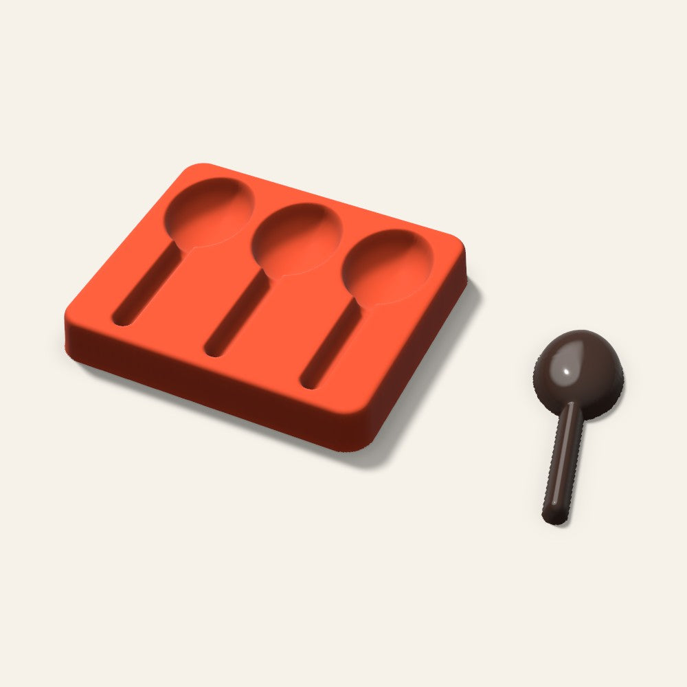Chocolate Spoon Mold, 3 Inch, 3 Cavity, 3D render