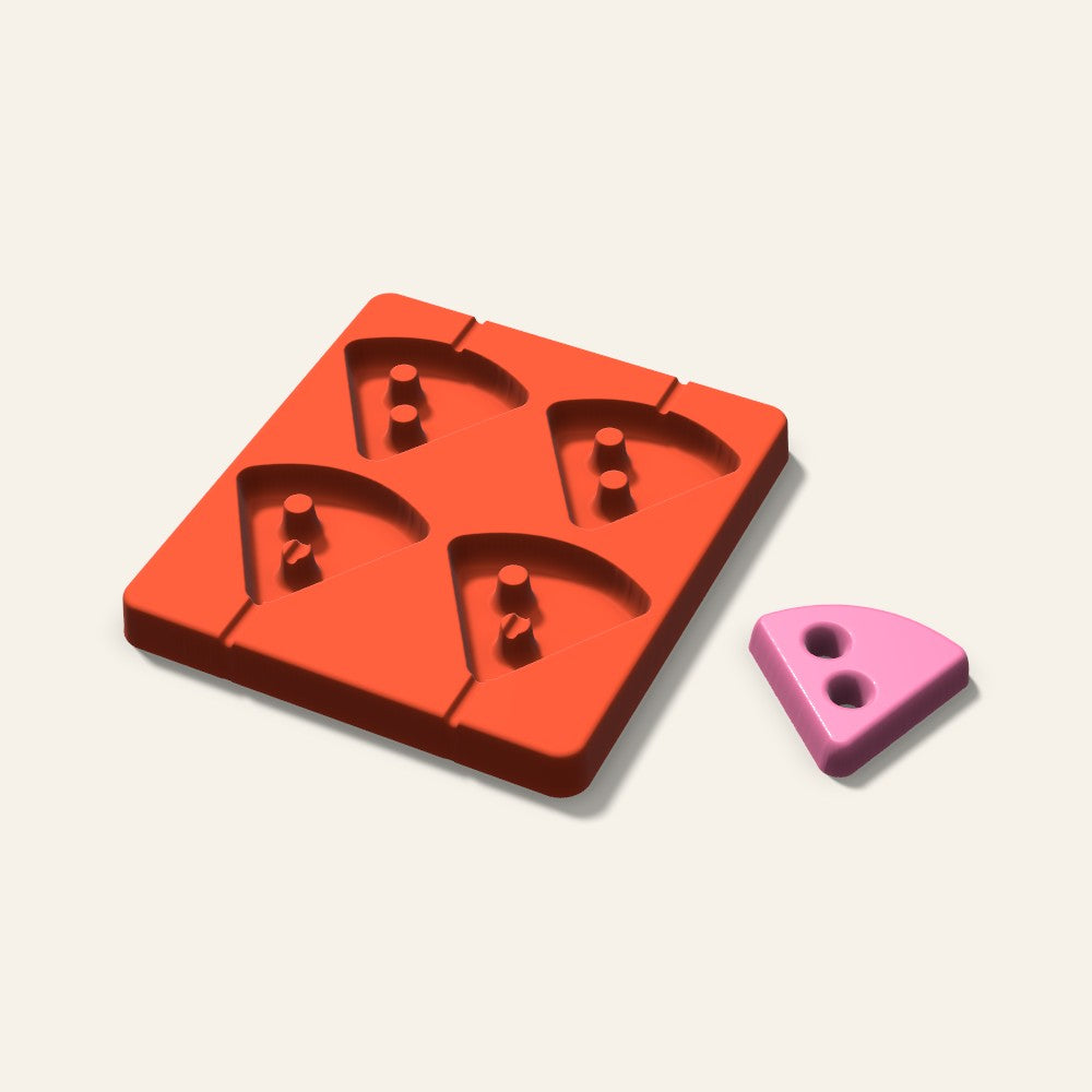 Pizza Slice Lollipop Mold, 2.5 Inch, 4 Cavity, 3D render