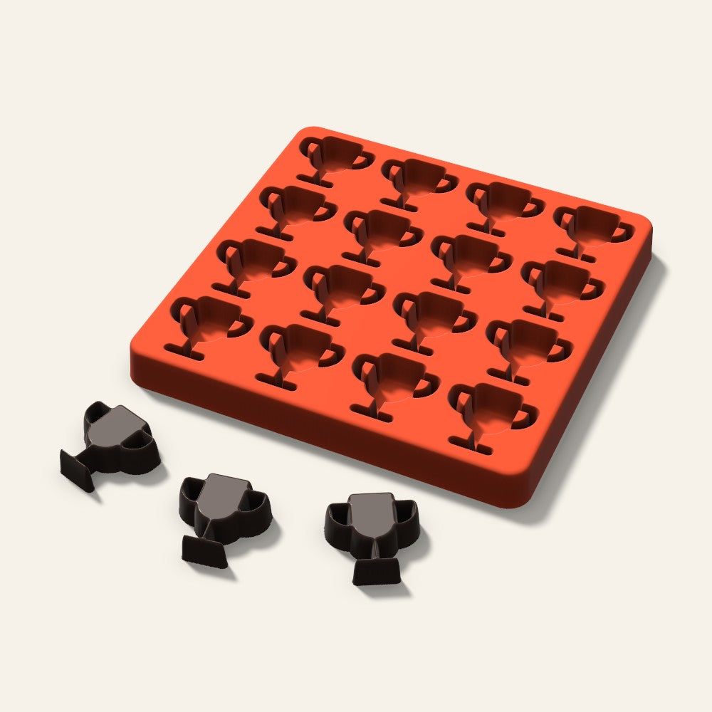 Trophy Candy Mold, 1.25 Inch, 16 Cavity, 3D render