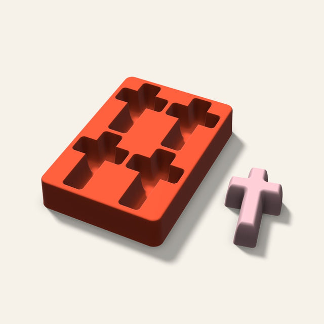 Cross Soap Mold, 3 Inch, 4 Cavity, 3D render