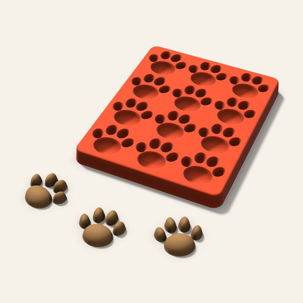 Paw Print Pet Treat Mold, 1.5 Inch, 12 Cavity, 3D render