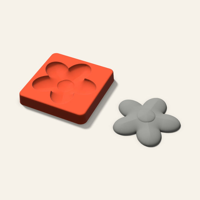 Flower Plaster Ornament Mold, 3.5 Inch, 3D render