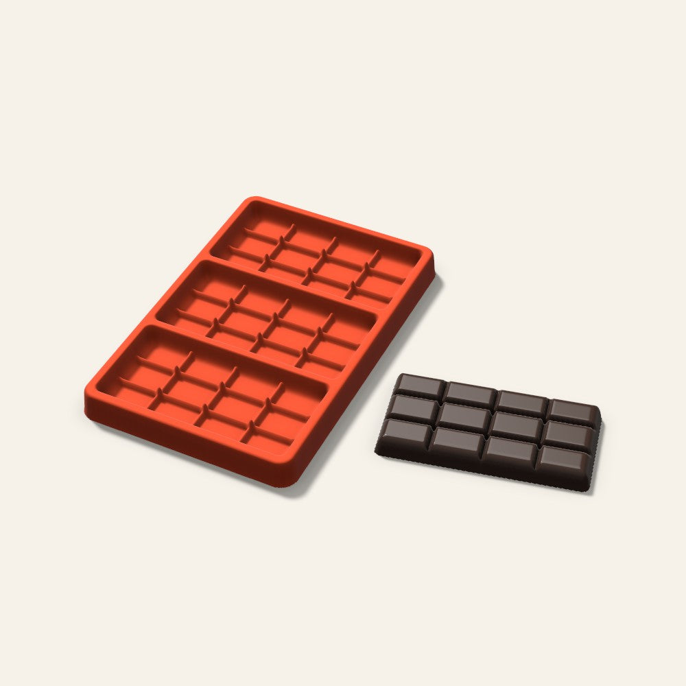 Break-Apart Chocolate Bar Mold, 4 Inch, 3 Cavity, 3D render