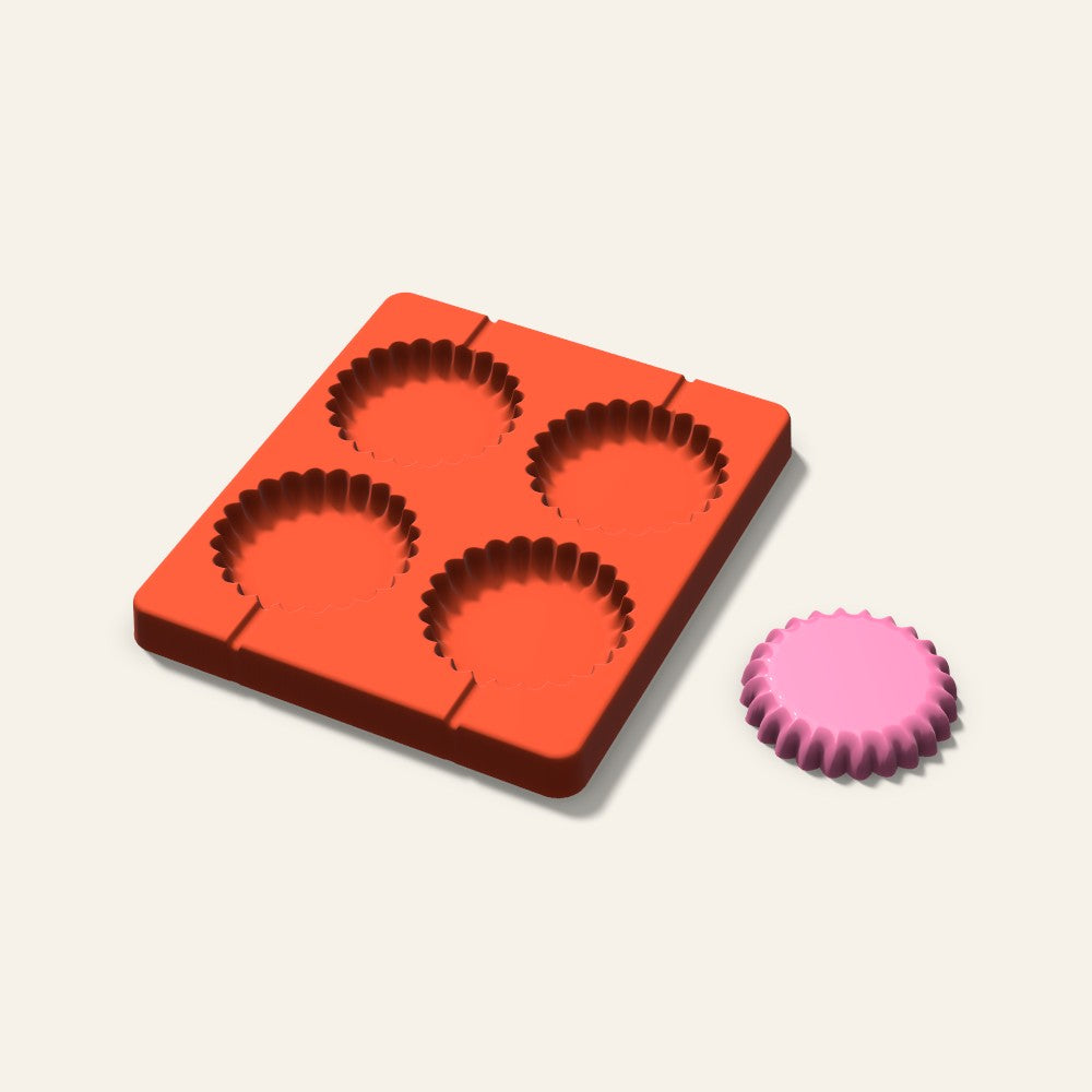 Fluted Cup Lollipop Mold, 2.5 Inch, 4 Cavity, 3D render