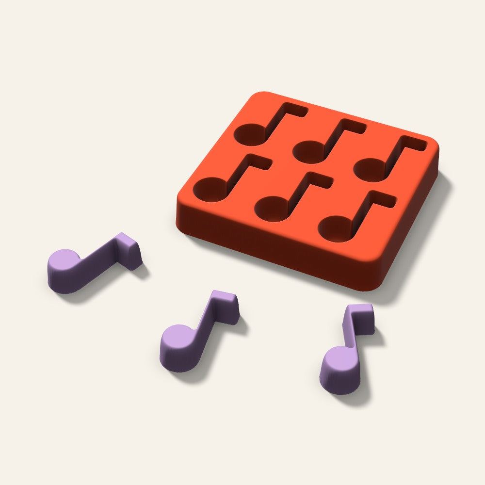 Music Note Wax Melt Mold, 1.5 Inch, 6 Cavity, 3D render