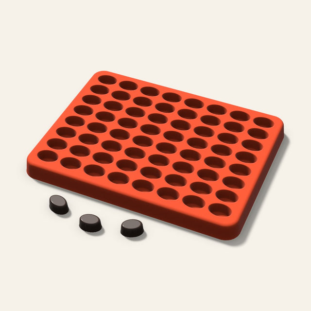 Oval Tall Gummy Mold, 0.5 Inch, 64 Cavity, 3D render
