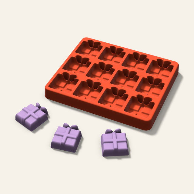 Gift Box Wax Melt Mold, 1.5 Inch, 12 Cavity, 3D render
