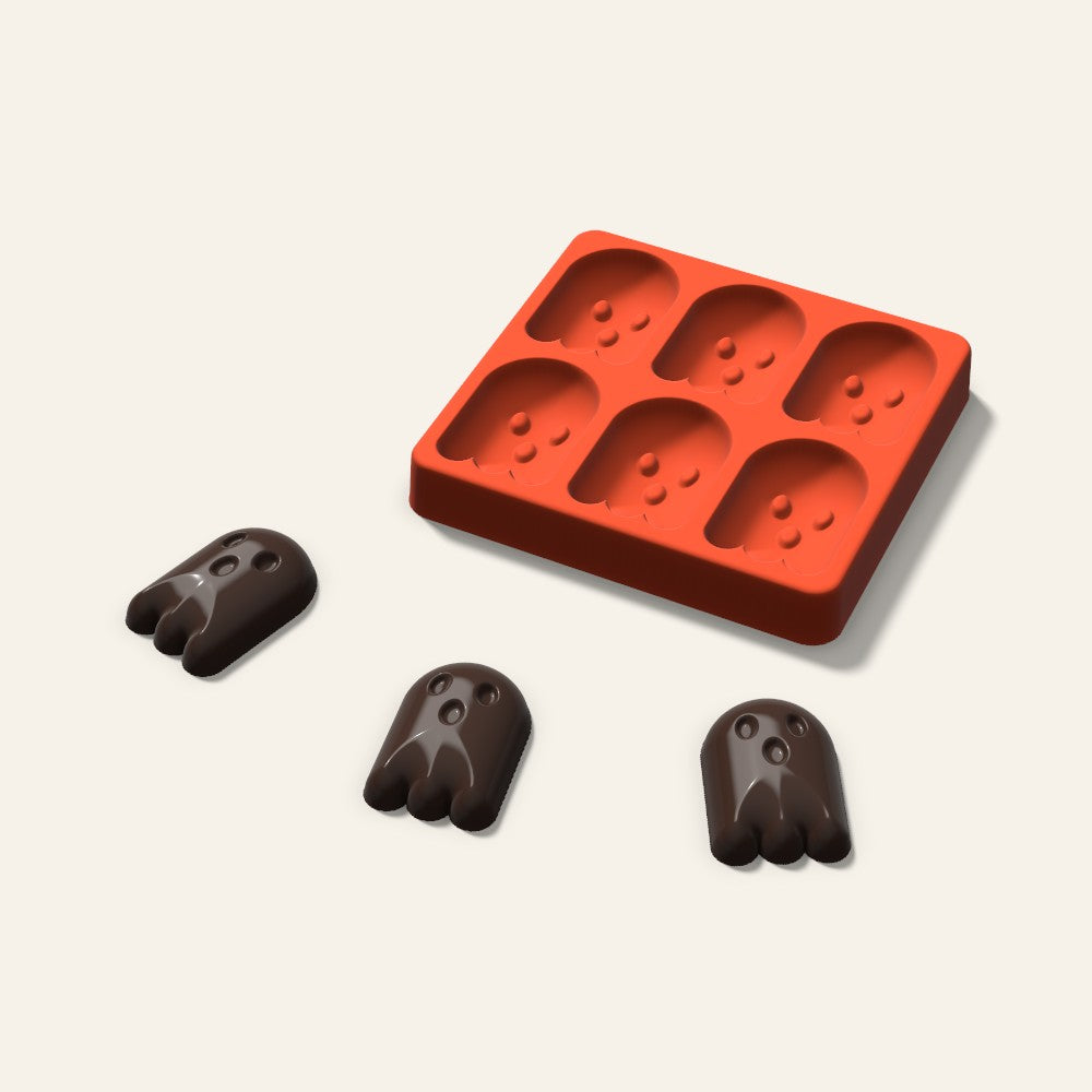 Ghost Chocolate Mold, 2 Inch, 6 Cavity, 3D render