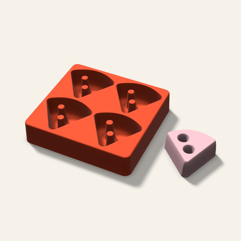 Pizza Slice Soap Mold, 2.5 Inch, 4 Cavity, 3D render