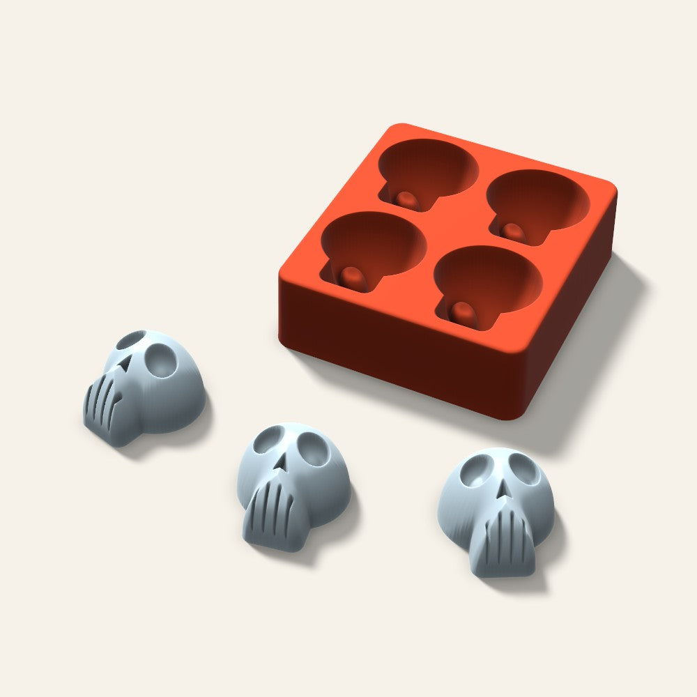 Skull Ice Mold, 2 Inch, 4 Cavity, 3D render