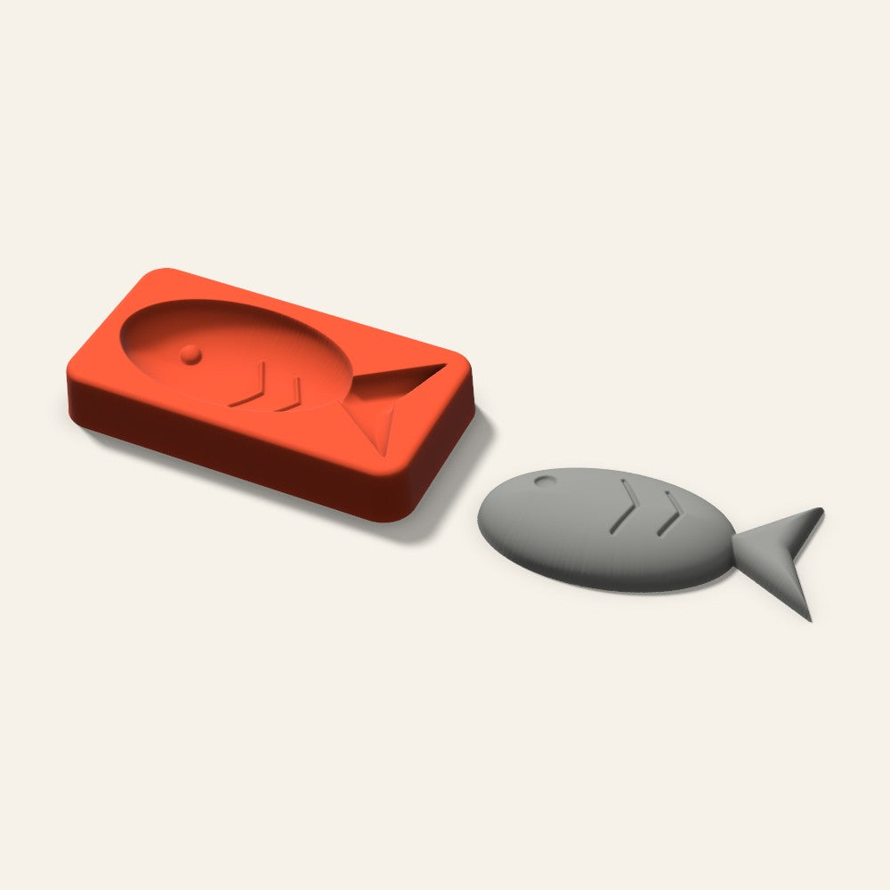 Fish Plaster Ornament Mold, 3.5 Inch, 3D render