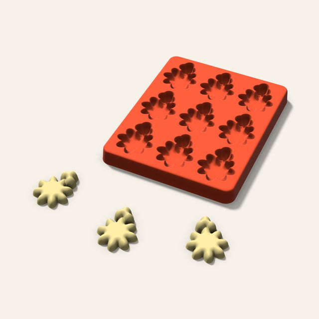 Holly Butter Pat Mold, 1.75 Inch, 9 Cavity, 3D render