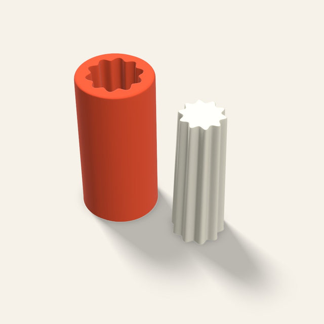 Fluted Pillar Candle Mold, 1.5 x 4 Inch, 3D render