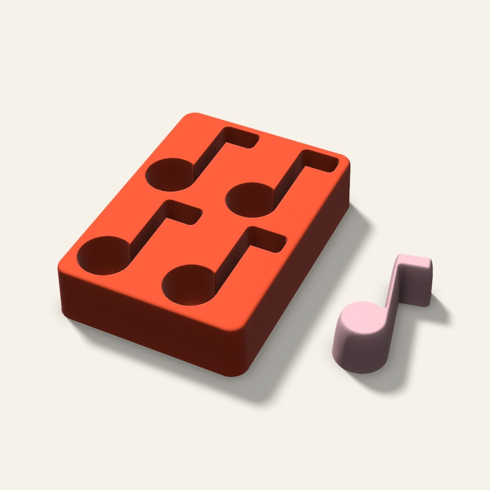 Music Note Soap Mold, 2.5 Inch, 4 Cavity, 3D render
