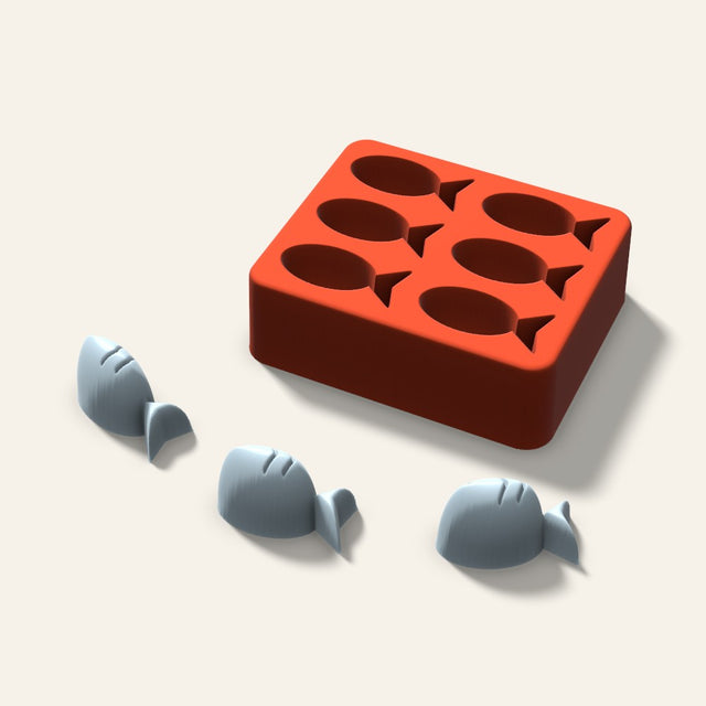 Fish Ice Mold, 1.5 Inch, 6 Cavity, 3D render