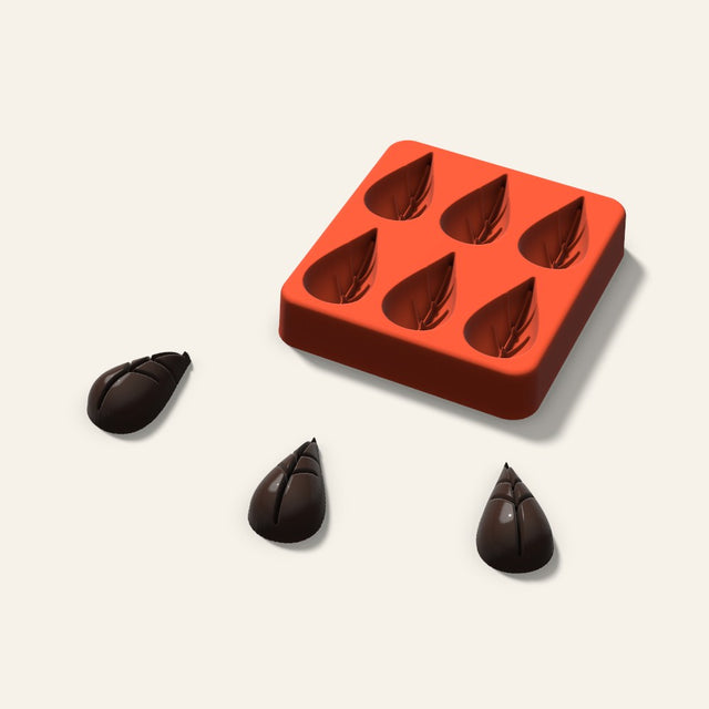 Leaf Chocolate Mold, 1.5 Inch, 6 Cavity, 3D render
