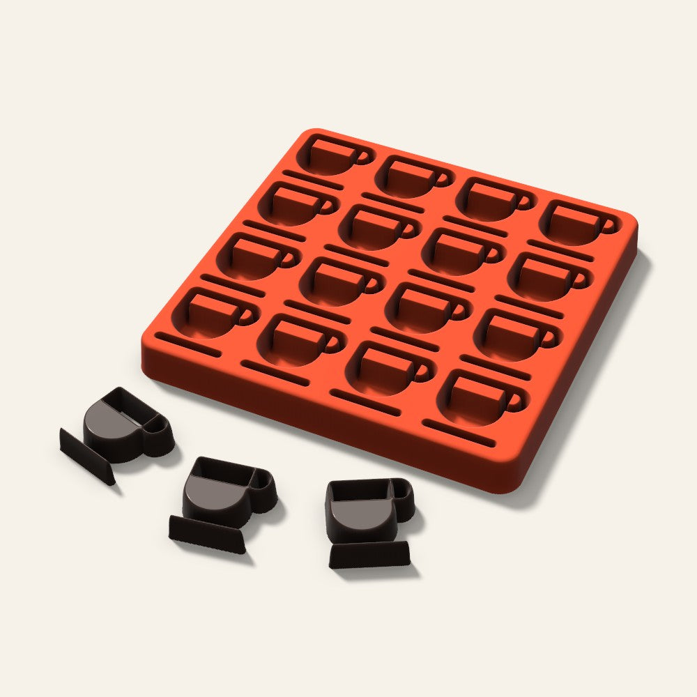Coffee Cup Candy Mold, 1.25 Inch, 16 Cavity, 3D render
