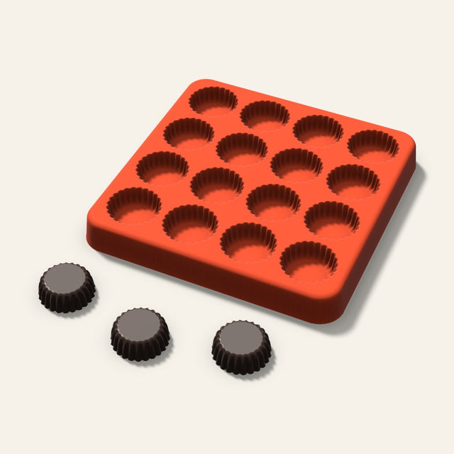Fluted Cup Gummy Mold, 0.75 Inch, 16 Cavity, 3D render