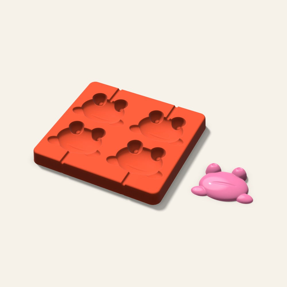 Frog Lollipop Mold, 2.5 Inch, 4 Cavity, 3D render