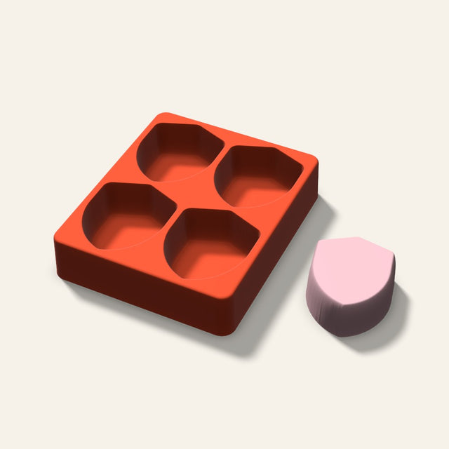 Shield Soap Mold, 2.5 Inch, 4 Cavity, 3D render