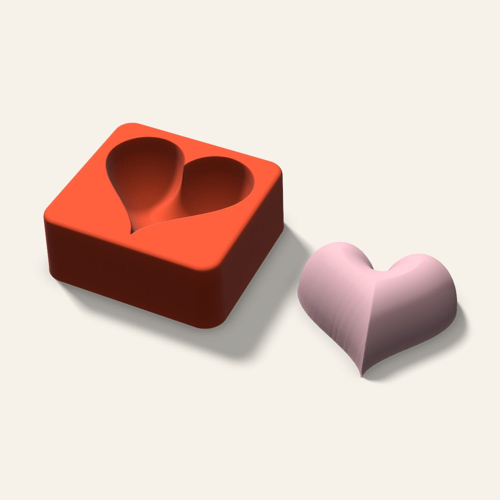 Puffy Heart Soap Mold, 2.5 Inch, 3D render
