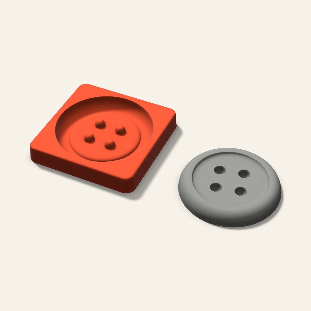 Button Plaster Ornament Mold, 3.5 Inch, 3D render