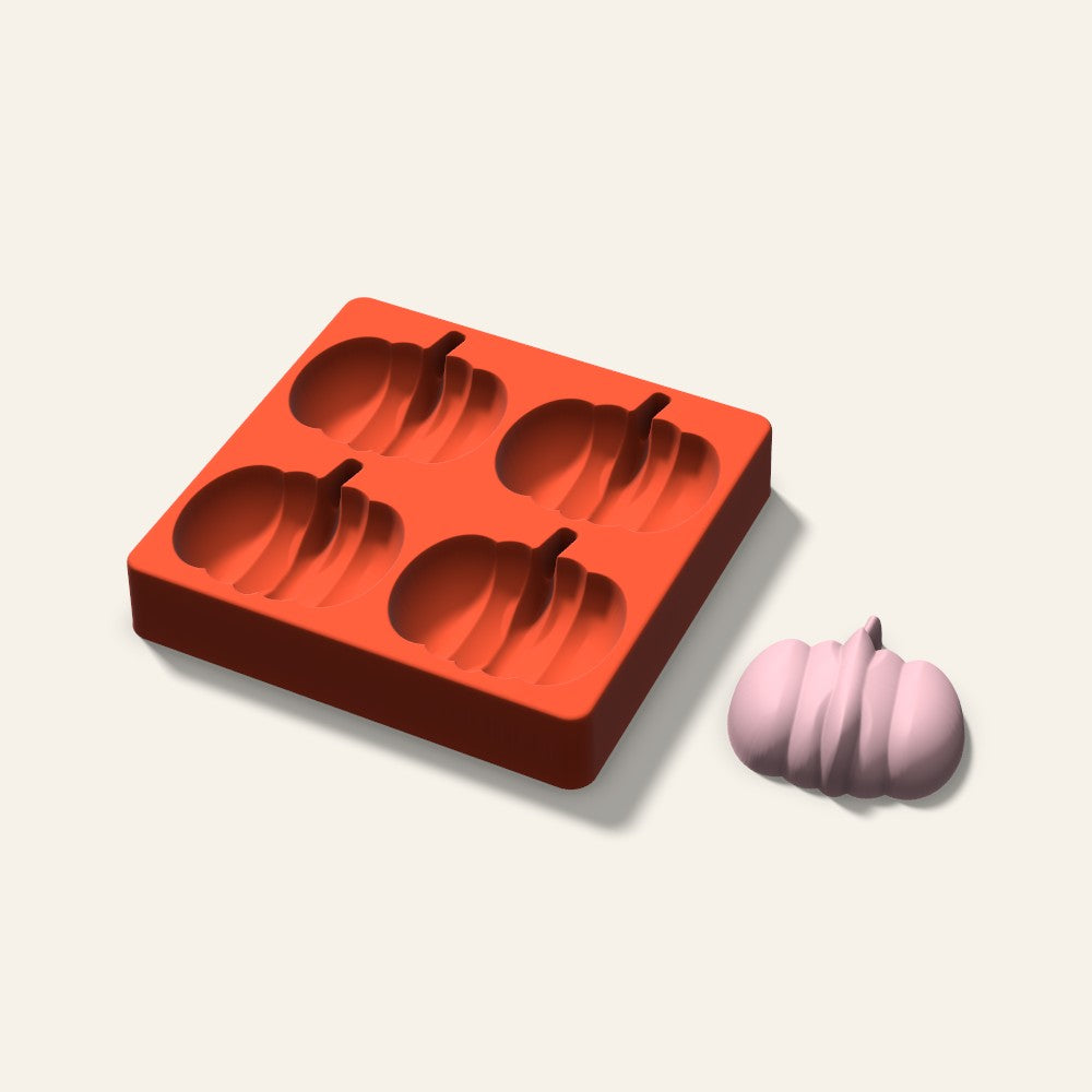 Pumpkin Soap Mold, 3 Inch, 4 Cavity, 3D render