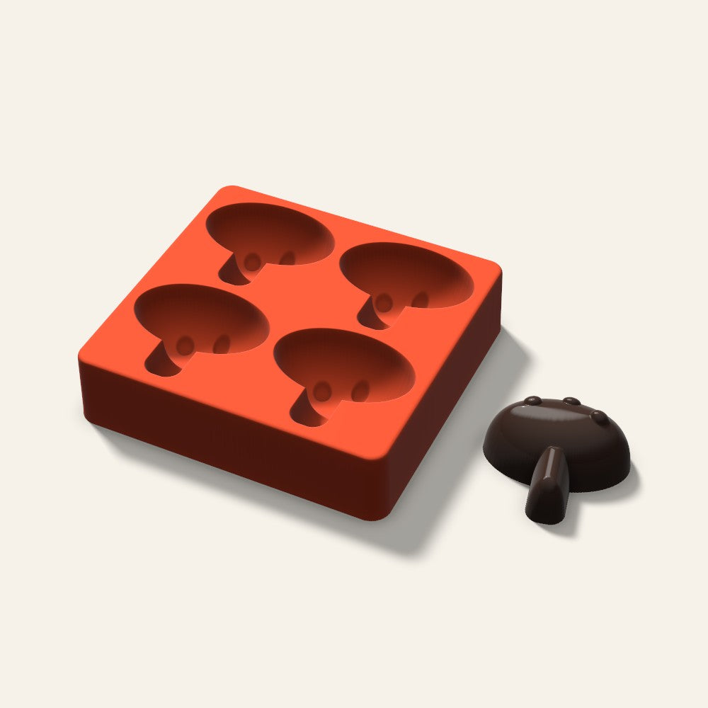 Mushroom Mini Cake Mold, 2.5 Inch, 4 Cavity, 3D render