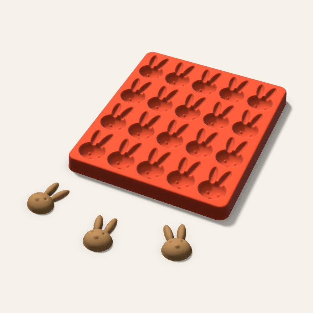 Bunny Pet Treat Mold, 1.5 Inch, 20 Cavity, 3D render