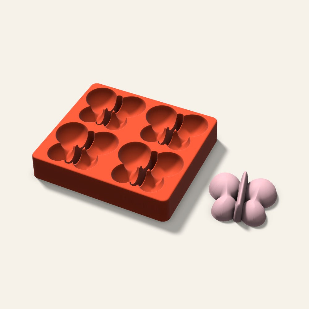 Butterfly Soap Mold, 3 Inch, 4 Cavity, 3D render