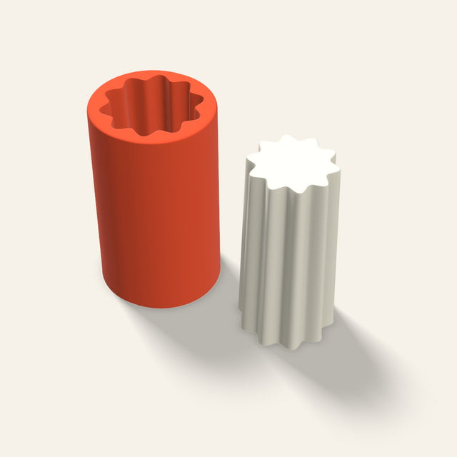 Fluted Pillar Candle Mold, 2.5 x 5 Inch, 3D render