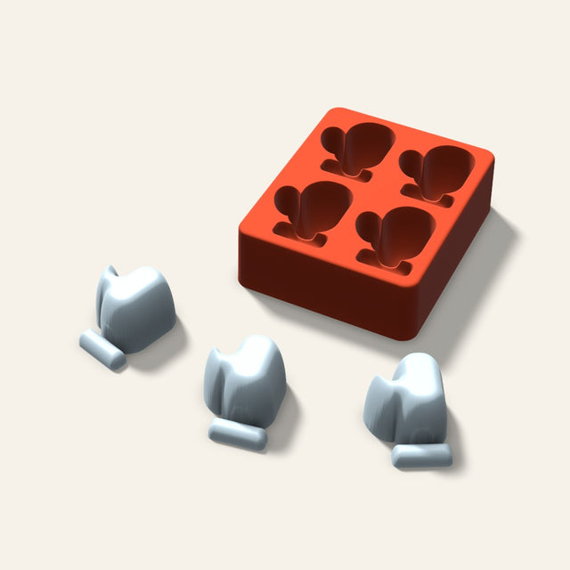 Mitten Ice Mold, 2 Inch, 4 Cavity, 3D render