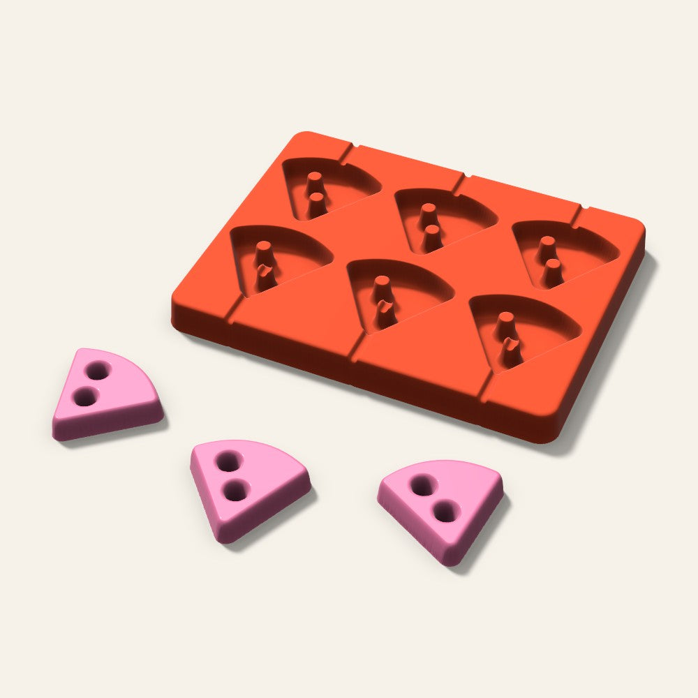 Pizza Slice Lollipop Mold, 2 Inch, 6 Cavity, 3D render