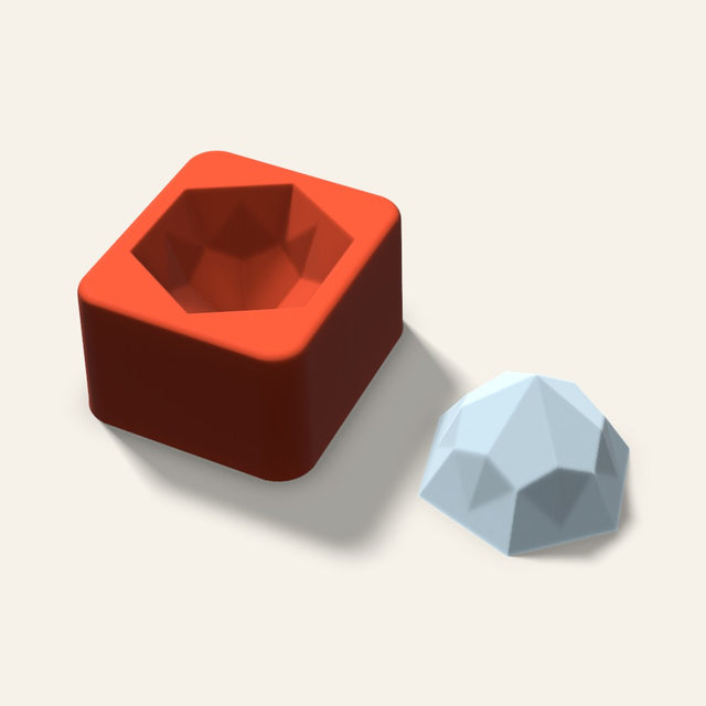 Hexagon Gem Ice Mold, 2 Inch, 3D render
