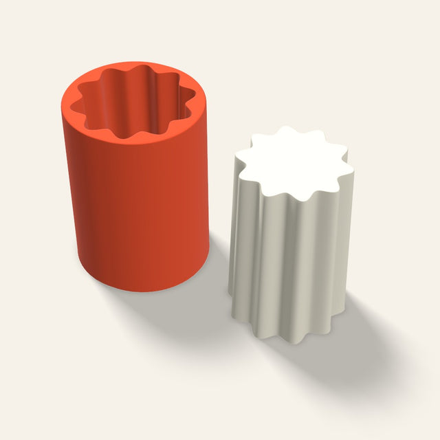 Fluted Pillar Candle Mold, 4 x 6 Inch, 3D render