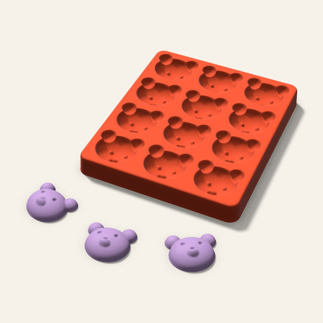 Bear Wax Melt Mold, 1.5 Inch, 12 Cavity, 3D render