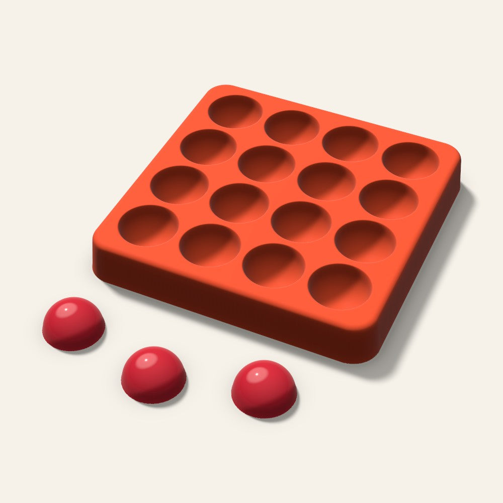 Half Sphere Candy Mold, 0.75 Inch, 16 Cavity, 3D render