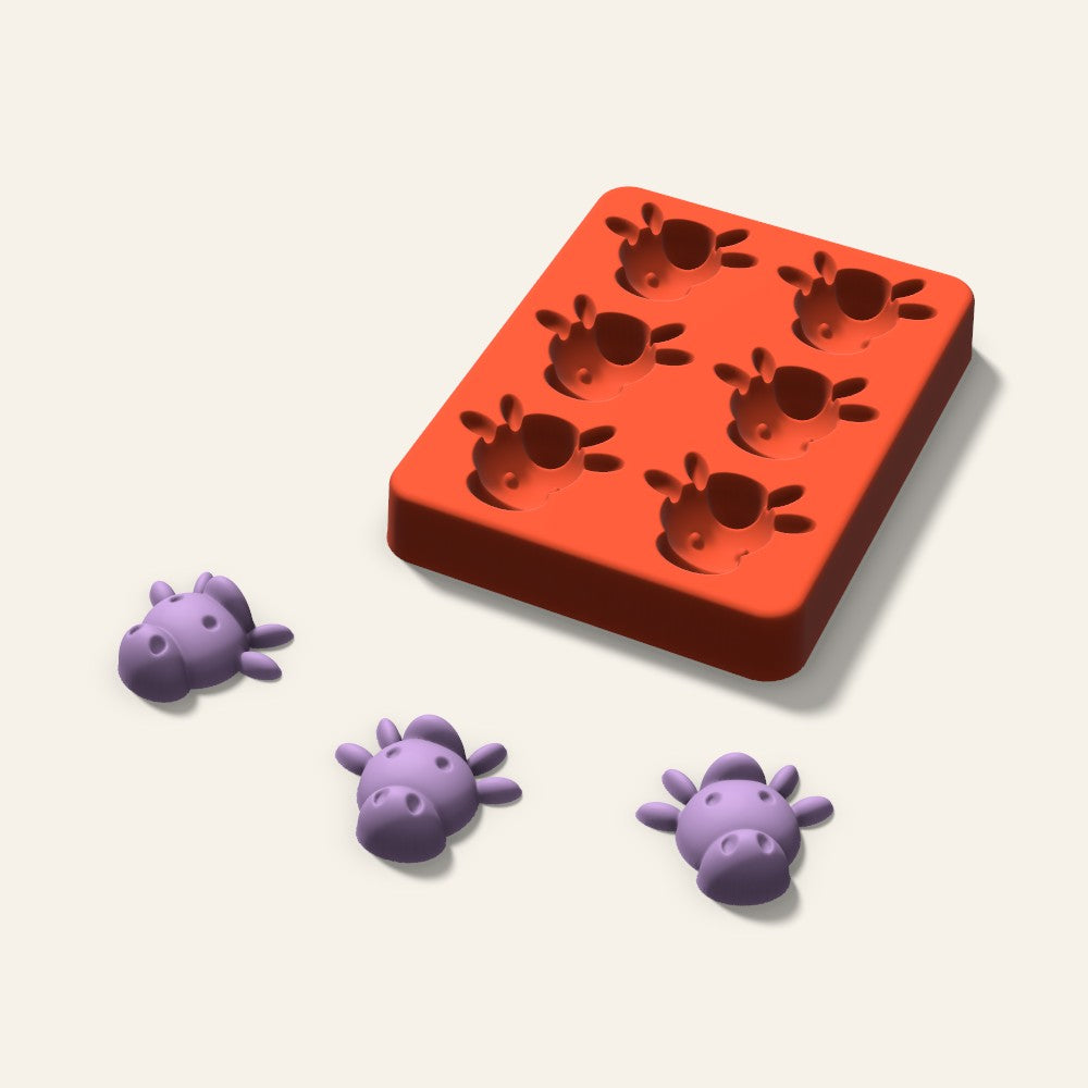 Cow Wax Melt Mold, 1.5 Inch, 6 Cavity, 3D render